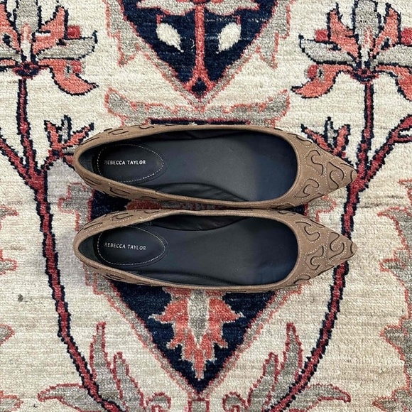Rebecca Taylor Pointed Toe Embroidered Italian Leather Flats Size 8M - Picture 15 of 16